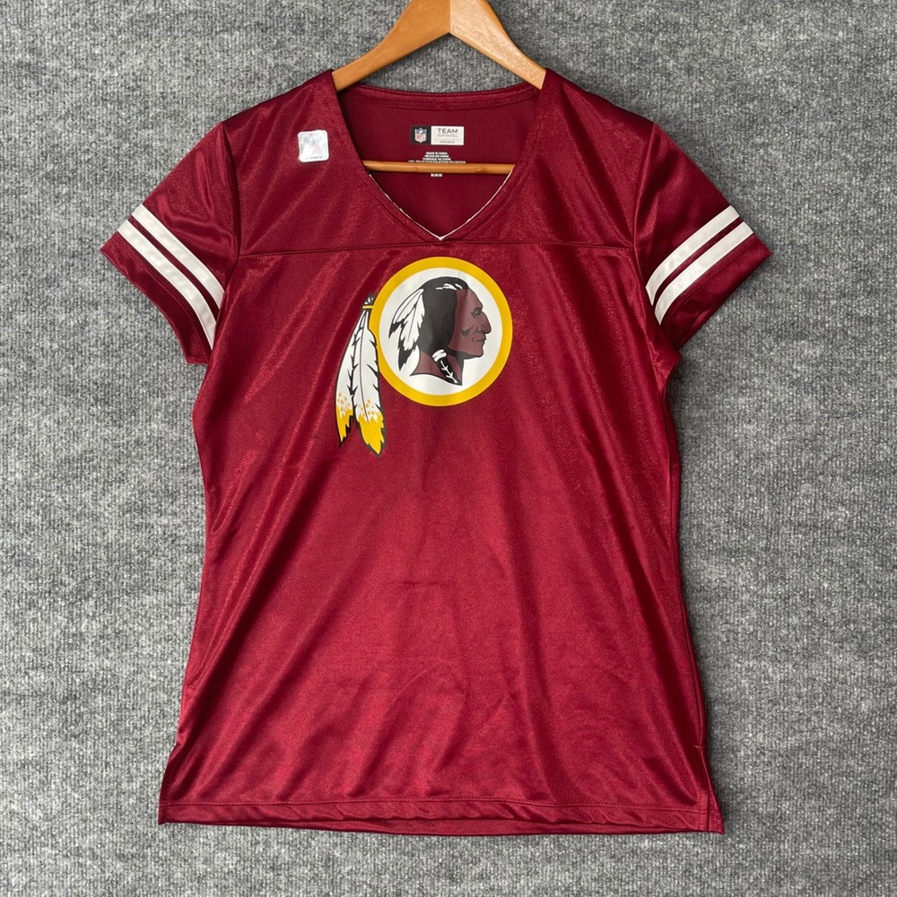 Washington Redskins NFL Team Apparel Womens V Neck Jersey Shirt Burgundy Size M